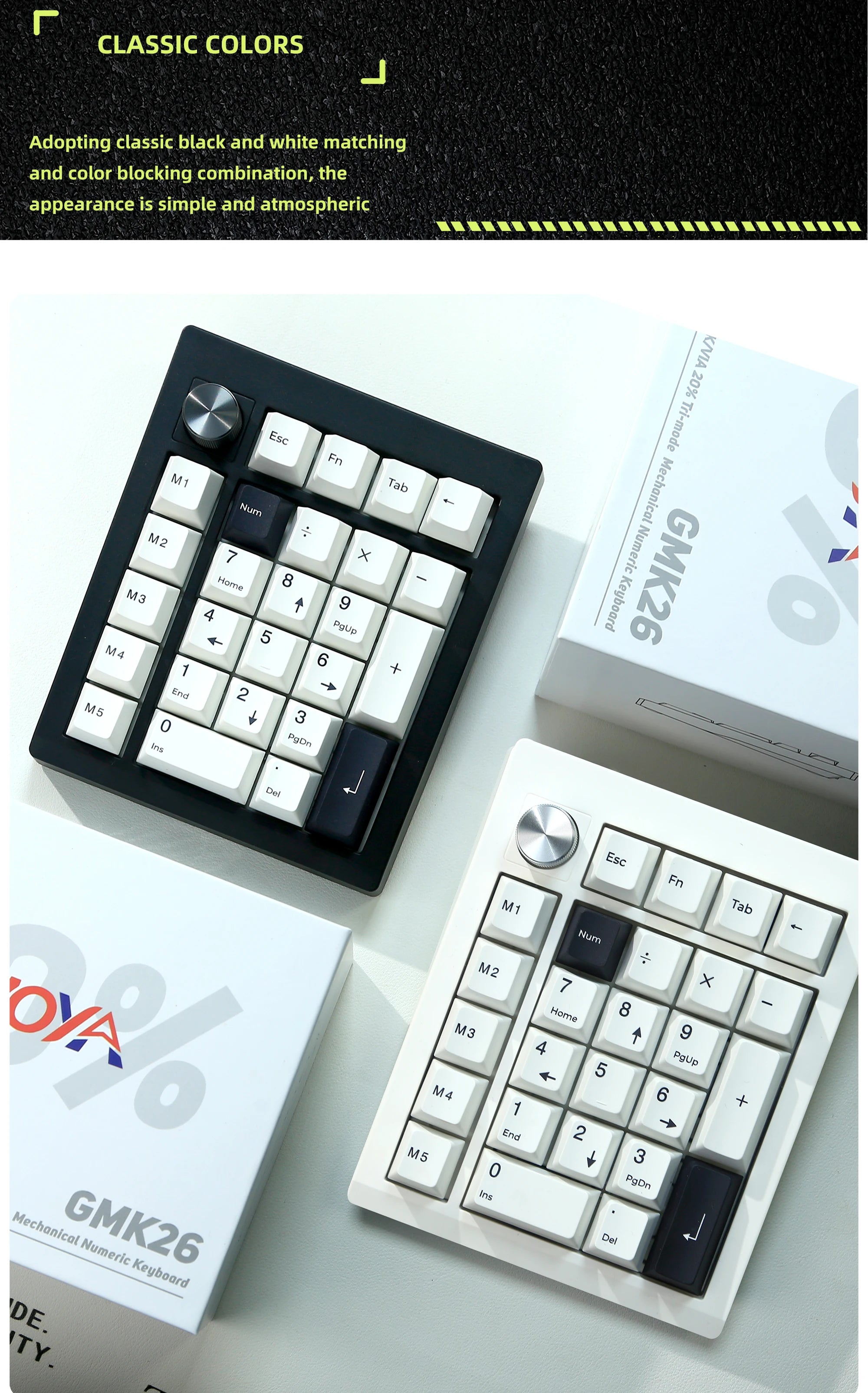 ZUOYA GMK26 QMK/VIA Gasket Mounted Hot Swappable Wireless Numpad with Knob
