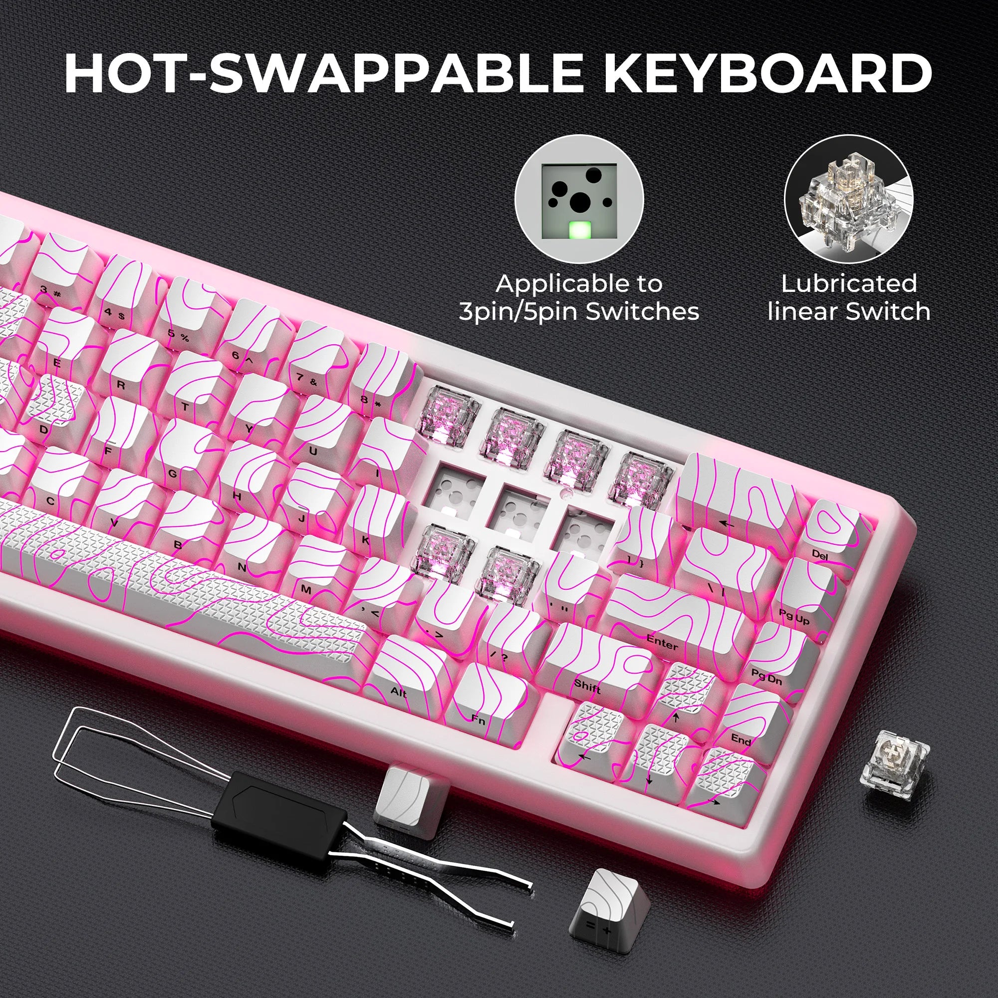 XVX M67 JadeStone 65% Hot Swappable Gasket Mount, Tri-Mode Custom RGB Keyboard with IMD-Tech Keycaps