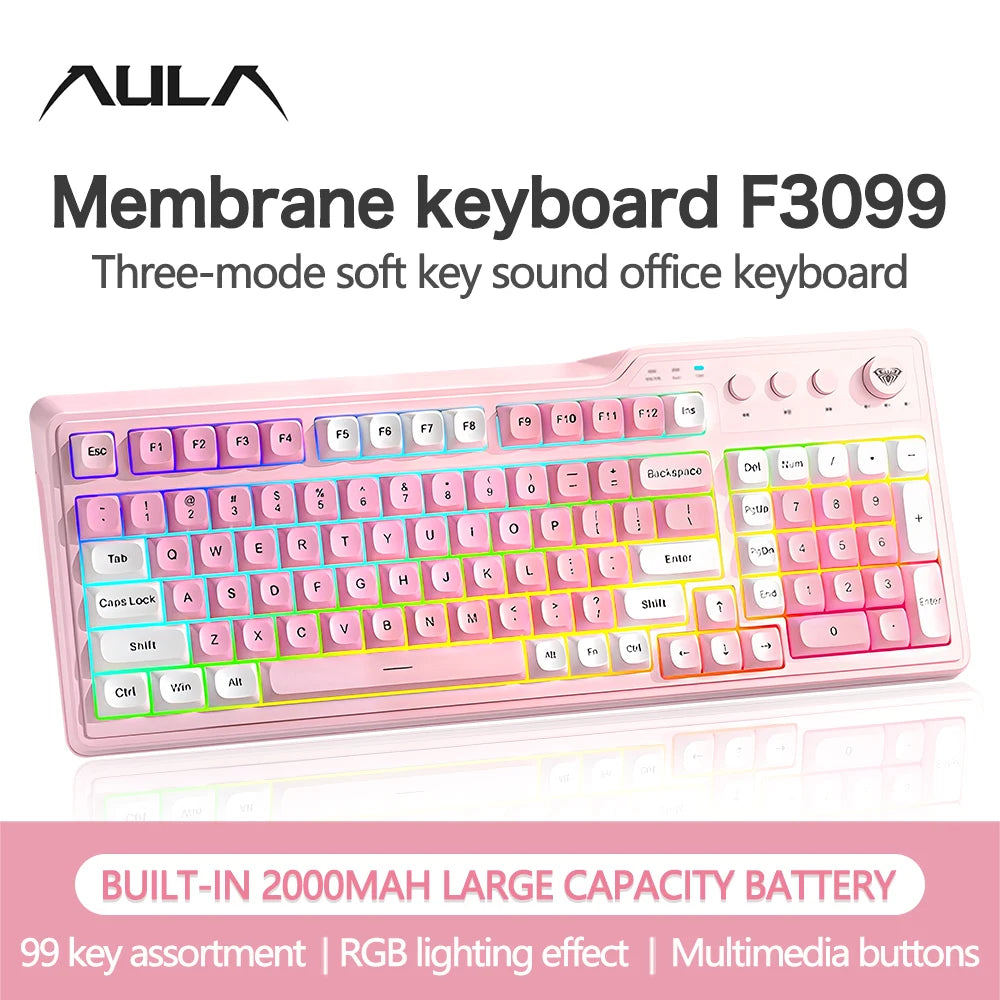 AULA F3099 Membrane 99 Keys RGB Backlit Tri-Mode Keyboard