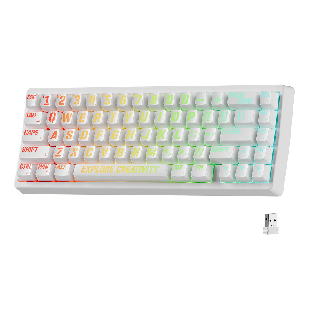 XVX M67 JadeStone 65% Hot Swappable Gasket Mount, Tri-Mode Custom RGB Keyboard with IMD-Tech Keycaps