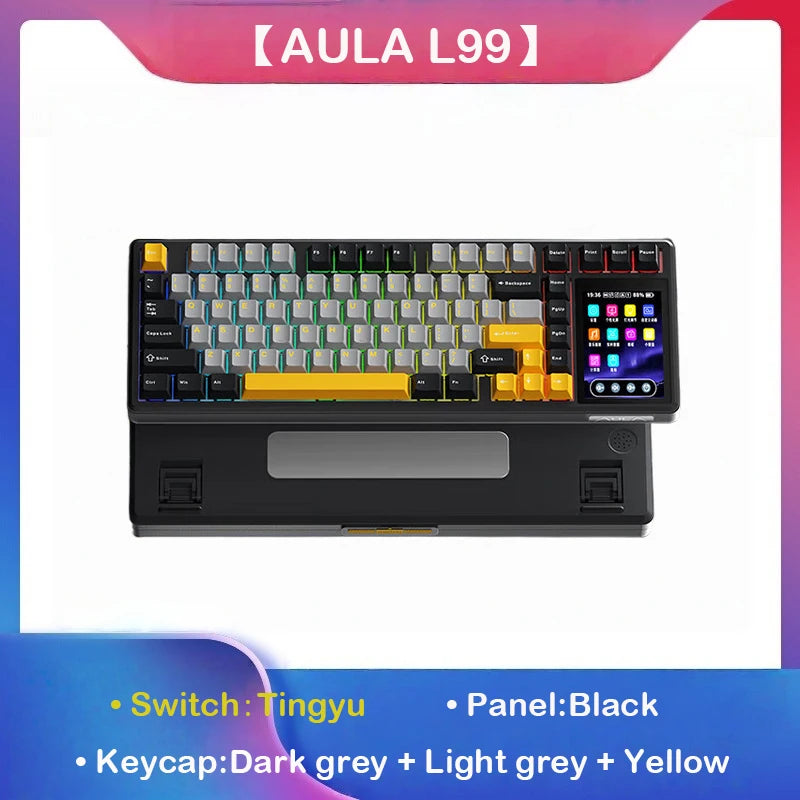 AULA L99 Intelligent Screen Wireless Mechanical Keyboard w/ Tri-mode & Raindrop or Latte Switch