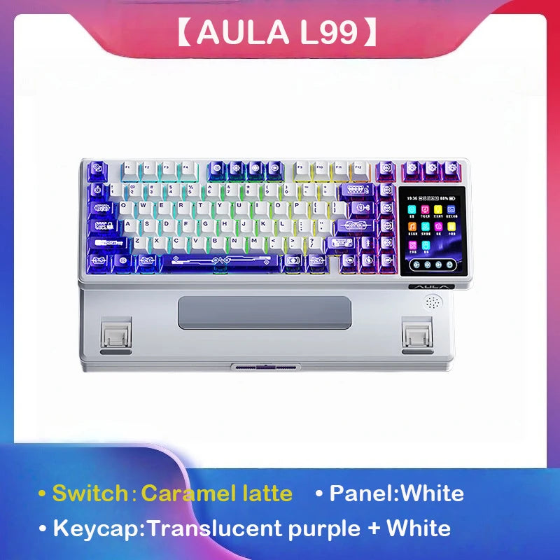 AULA L99 Intelligent Screen Wireless Mechanical Keyboard w/ Tri-mode & Raindrop or Latte Switch