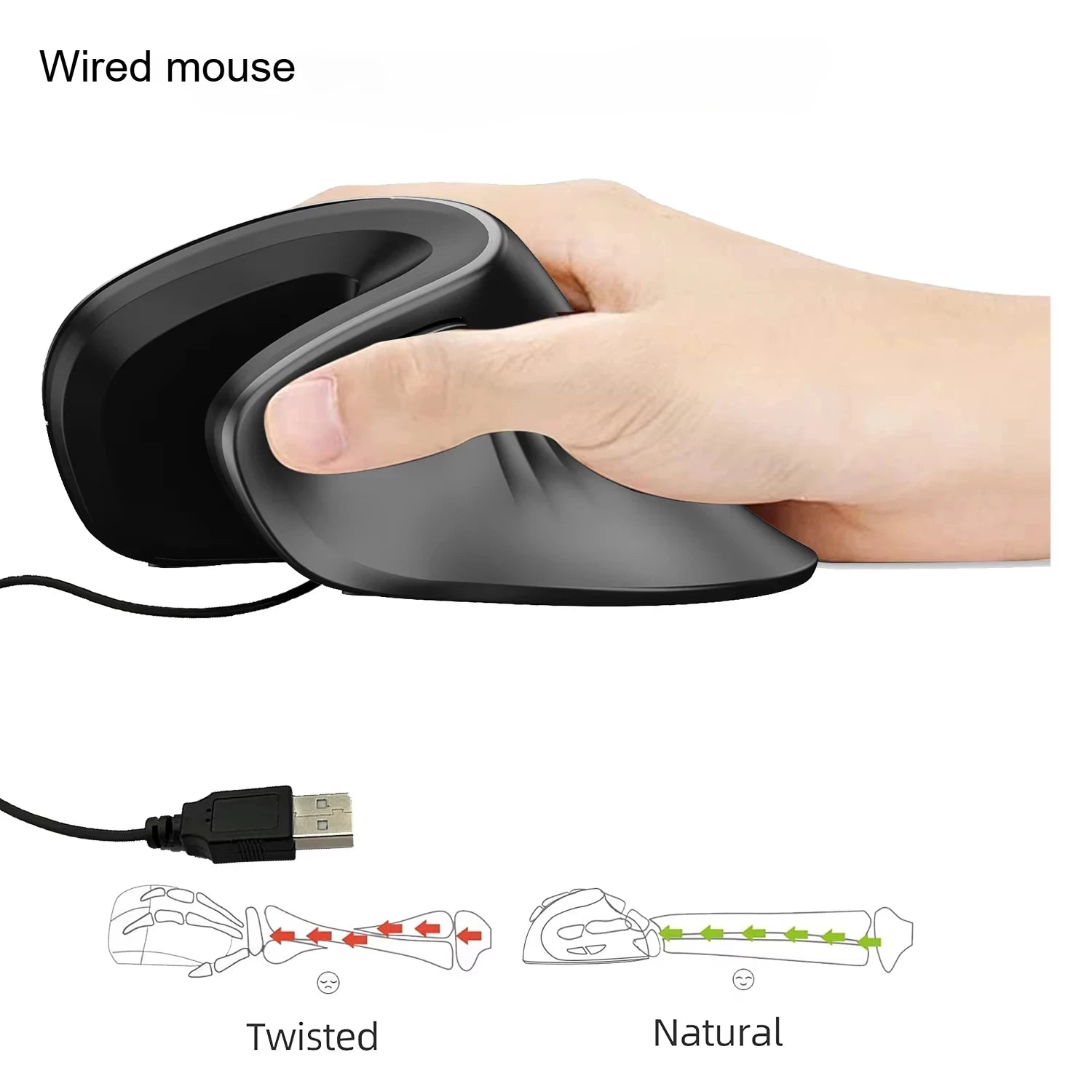 Ergonomic Vertical Mouse ( Wired, Battery, & Wireless Options)