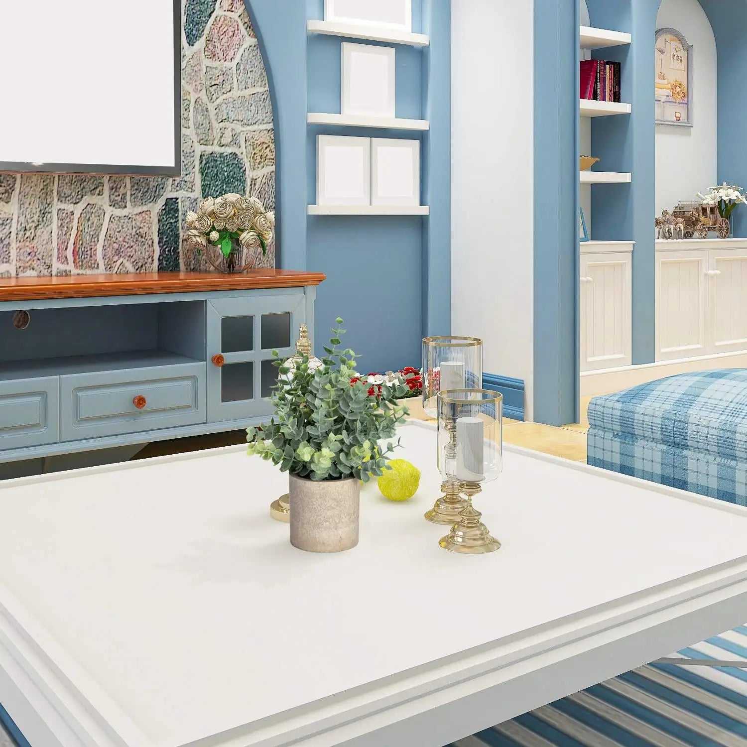 2 Pack Small Faux Potted Eucalyptus Plants for Desk