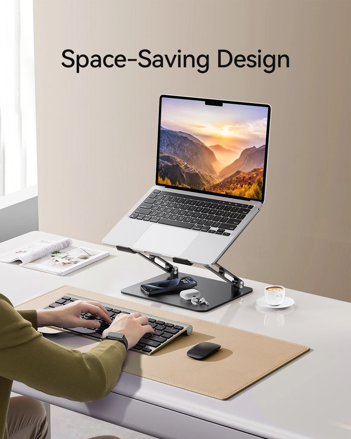 Adjustable Aluminum Laptop Riser for (10-17” Laptop)