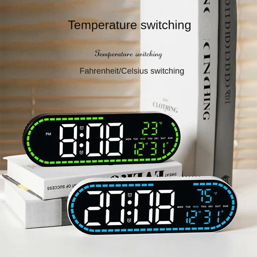 Modern LED Digital Wall Clock (Large Display w/ Date & Temperature)