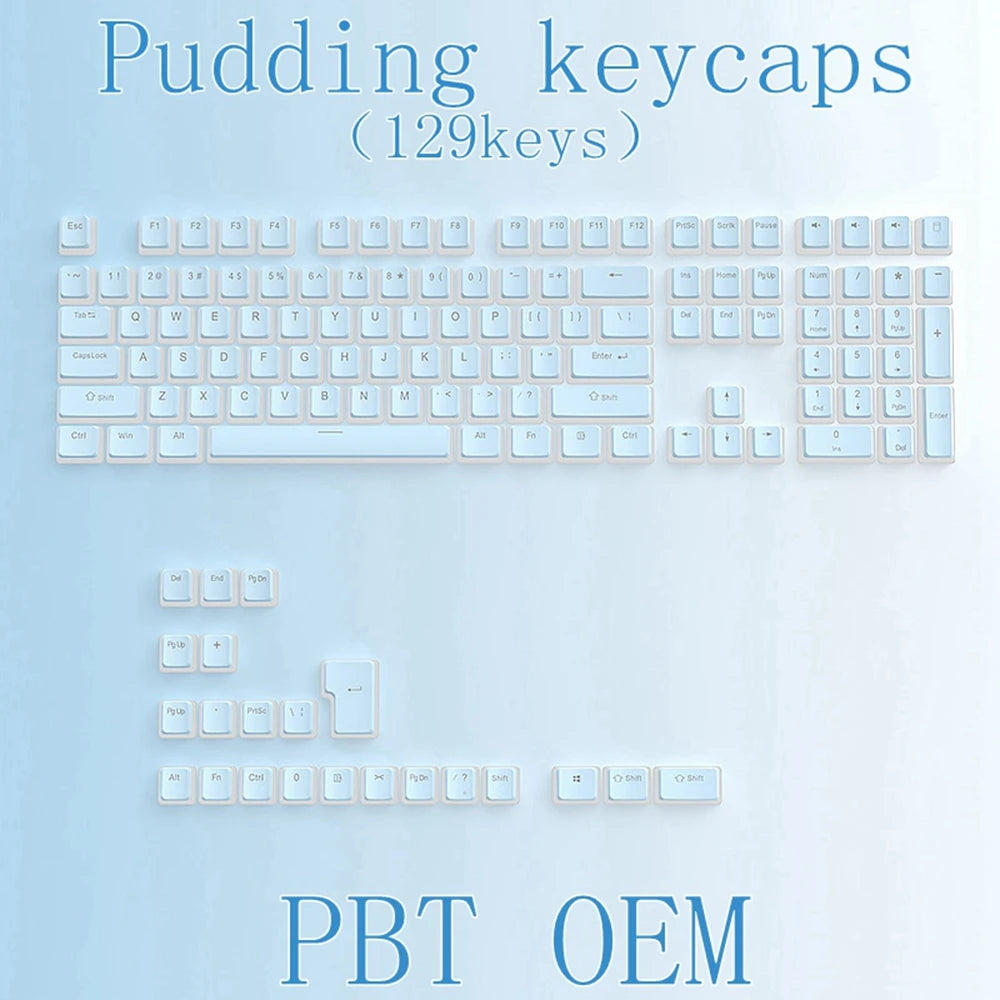 129 Key Pudding Keycap Set with OEM Profile with PBT Material