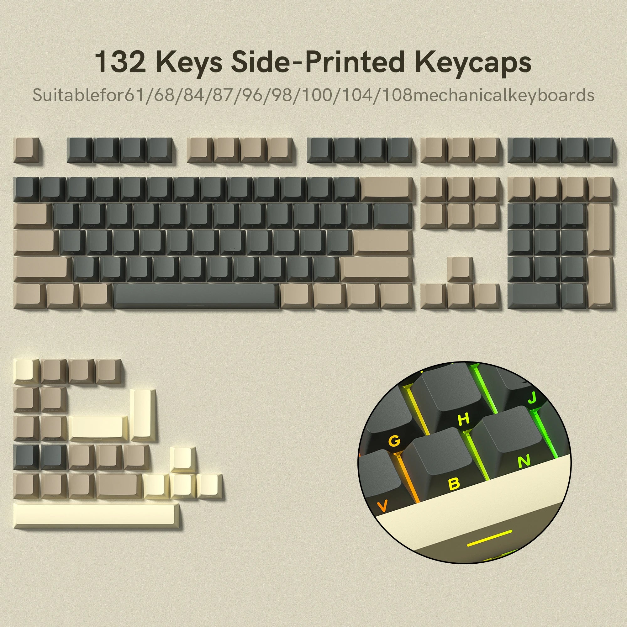 Side-Printed Backlit PBT Keycap Sets— OEM Profile