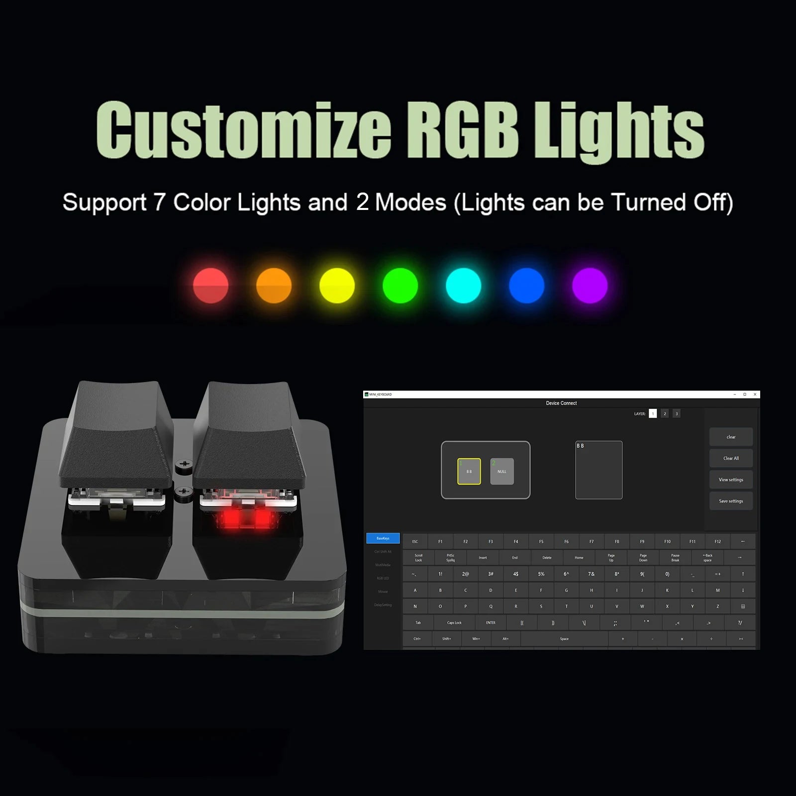Programmable 2 & 3-Key RGB Macropad with Rotary Knob – Hot-Swap Red Switch