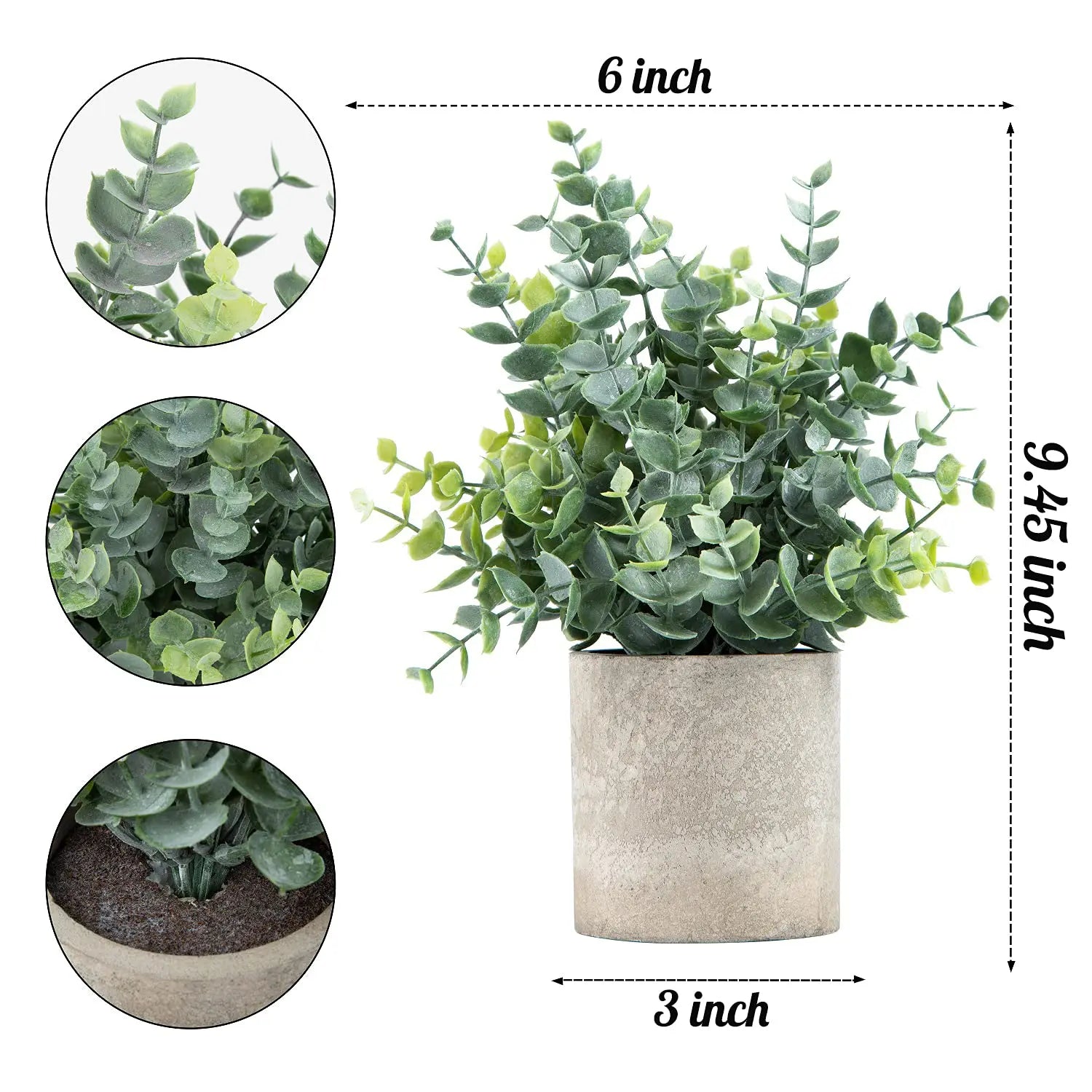 2 Pack Small Faux Potted Eucalyptus Plants for Desk