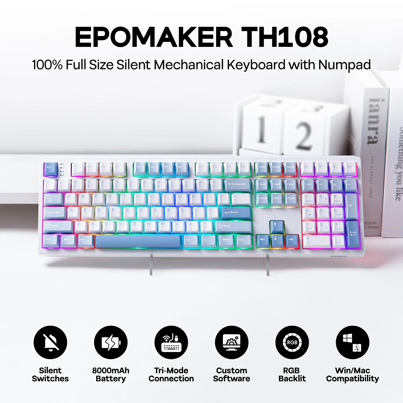 EPOMAKER TH108 Full Layout Gasket Mounted Wireless Keyboard