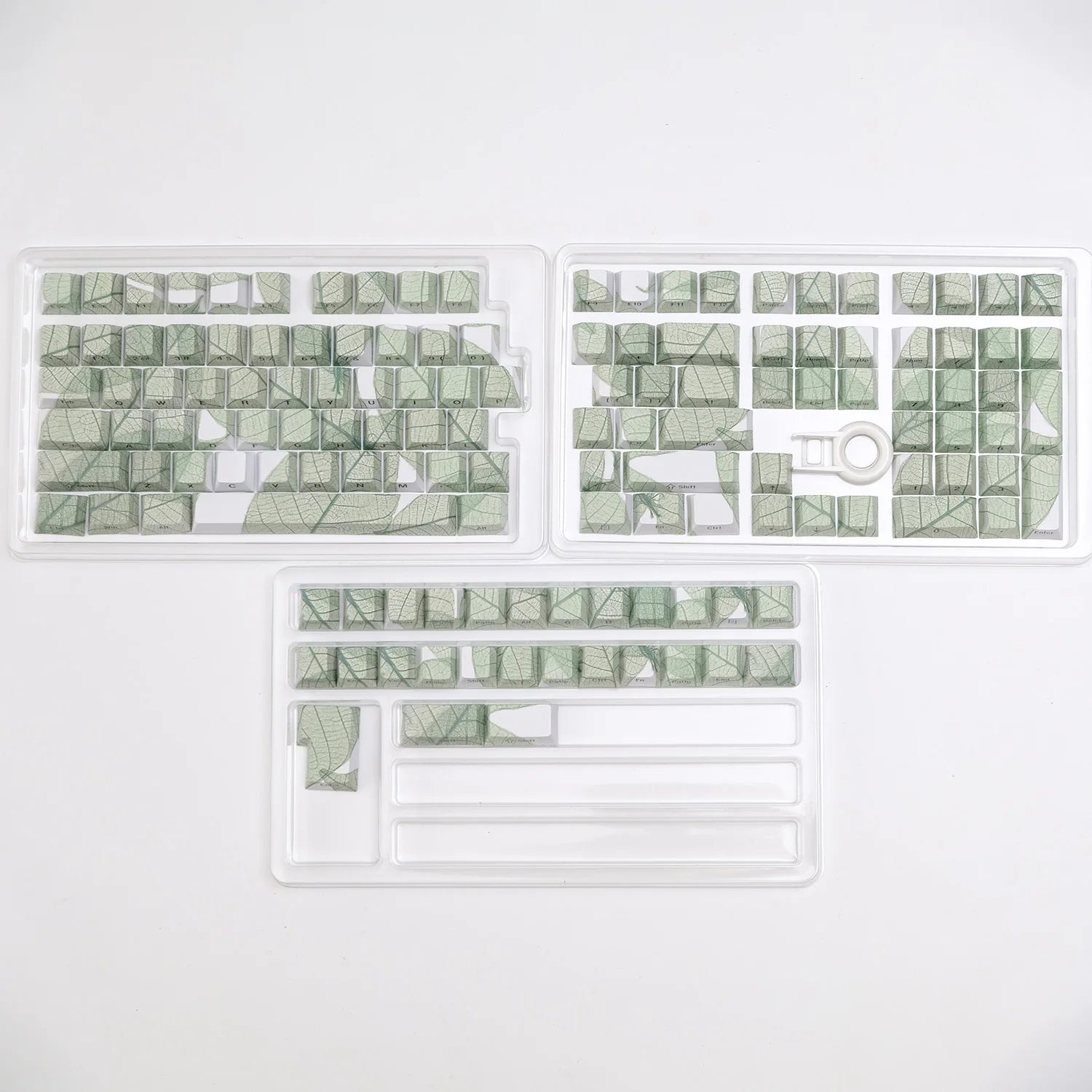 135 Key Leaf Theme PBT Double Shot Keycaps Side Print Shine Through Cherry Profile