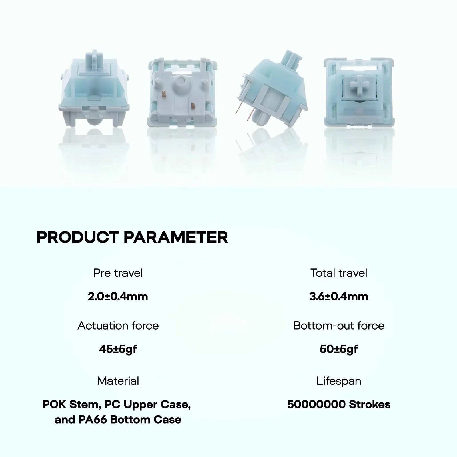 100 Piece EPOMAKER Creamy Jade Linear Switch Set 5-Pin Pre-Lubed Switches - Compatible with MX Structure Keycaps