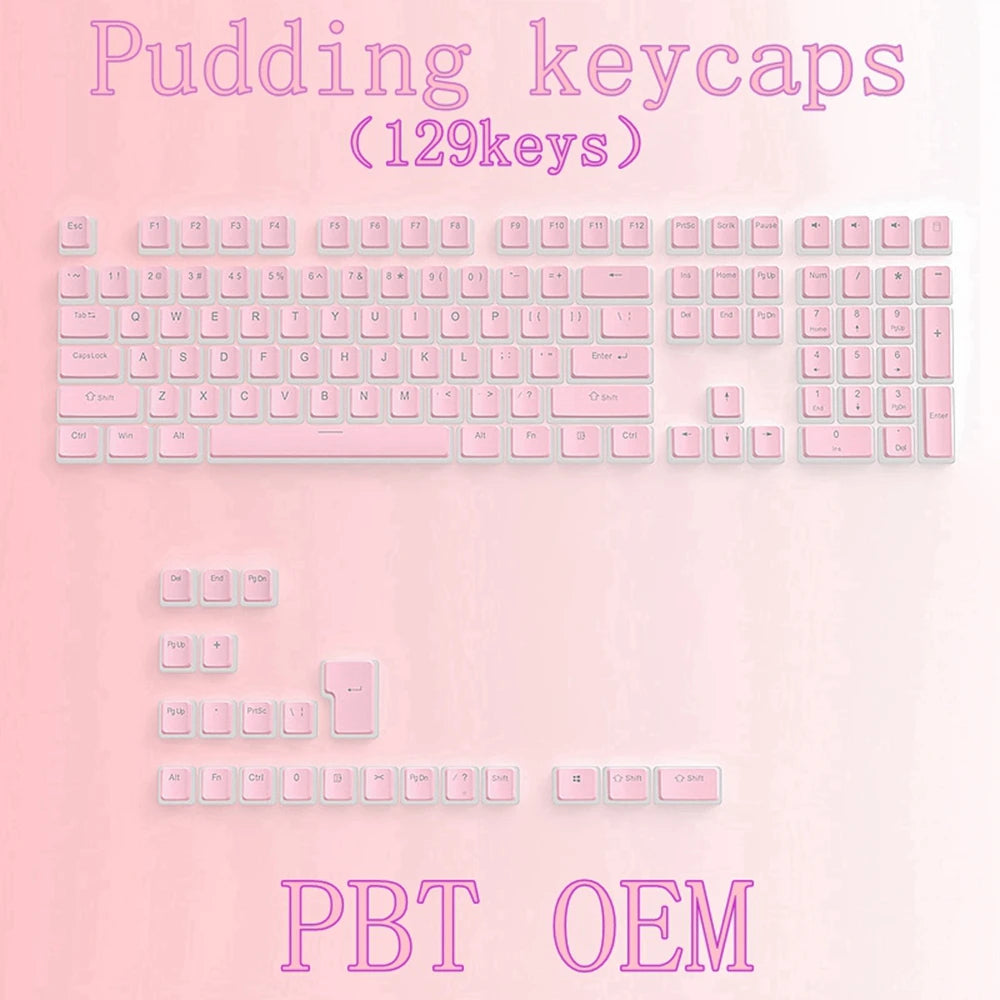 129 Key Pudding Keycap Set with OEM Profile with PBT Material