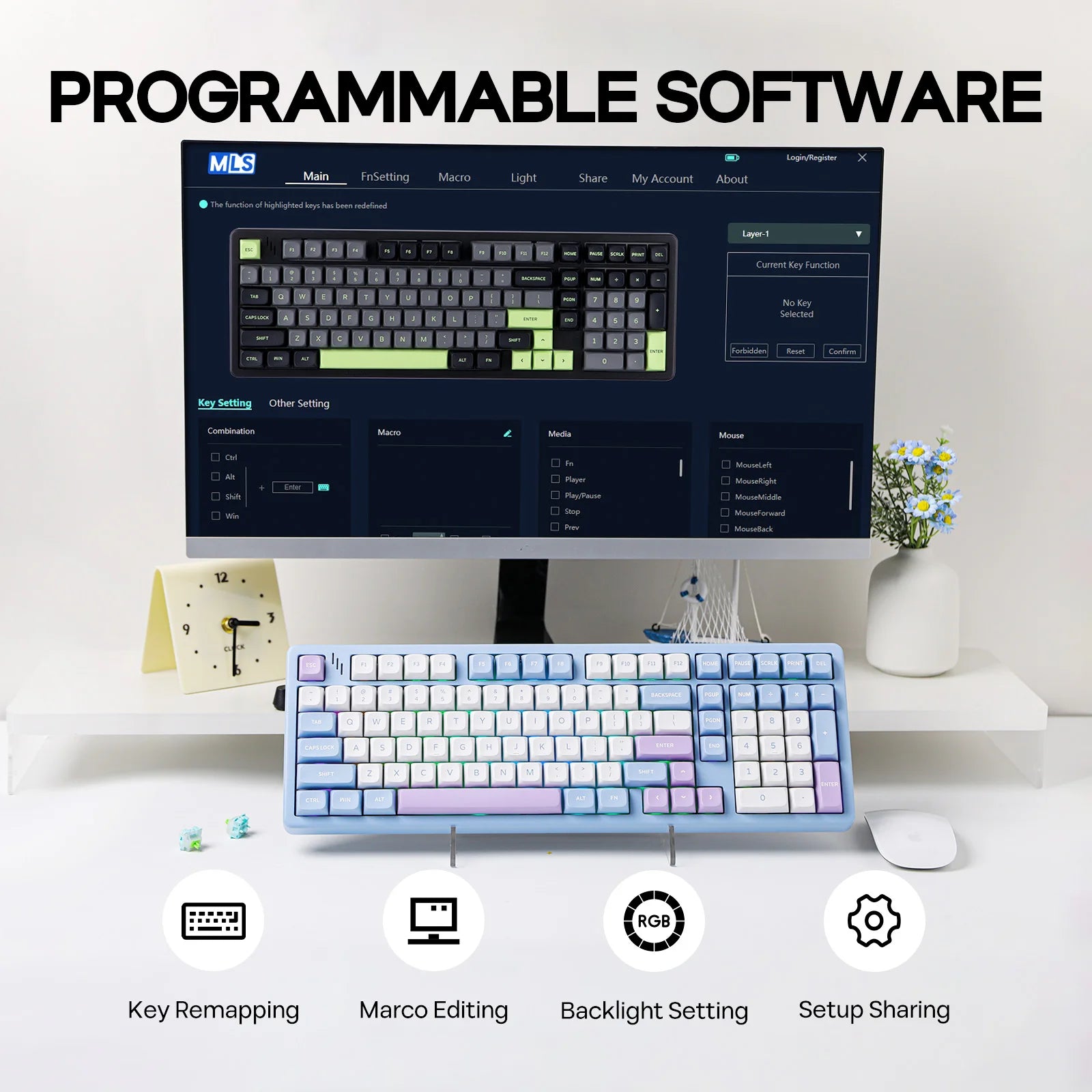 MechLands Blade101 Full Compact 96% Layout Gasket-Mount Wirless Aluminum Mechanical Keyboard