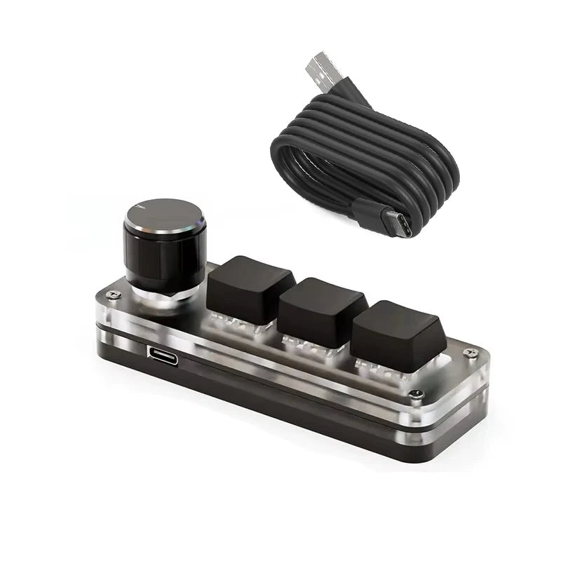 Programmable 2 & 3-Key RGB Macropad with Rotary Knob – Hot-Swap Red Switch
