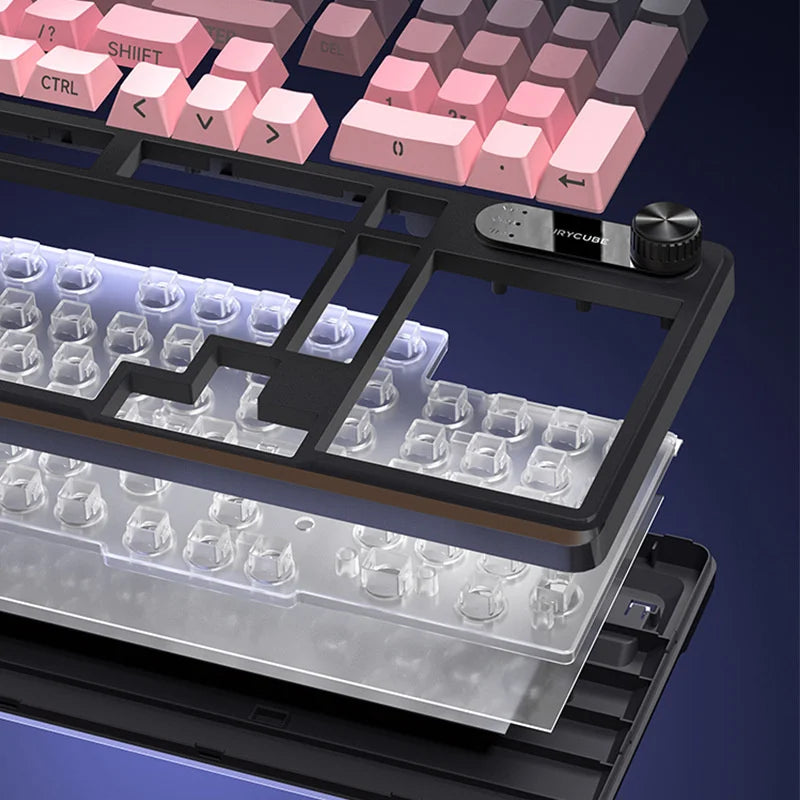 FURYCUBE IP98 Wired Membrane Keyboard - 98 Keys with RGB Translucent Characters & Knob