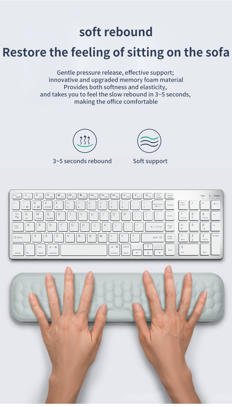 Ergonomic Keyboard & Mouse Memory Foam Wrist Rest