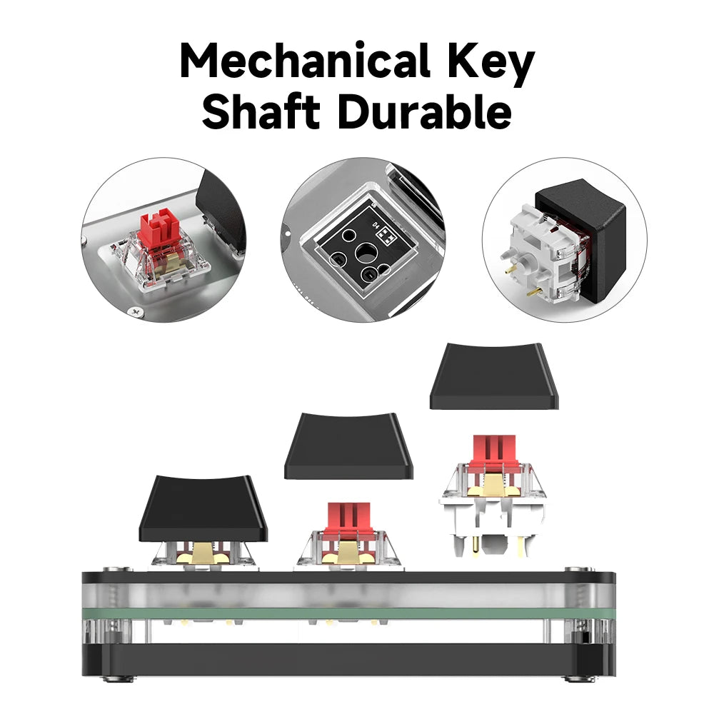 Programmable 2 & 3-Key RGB Macropad with Rotary Knob – Hot-Swap Red Switch