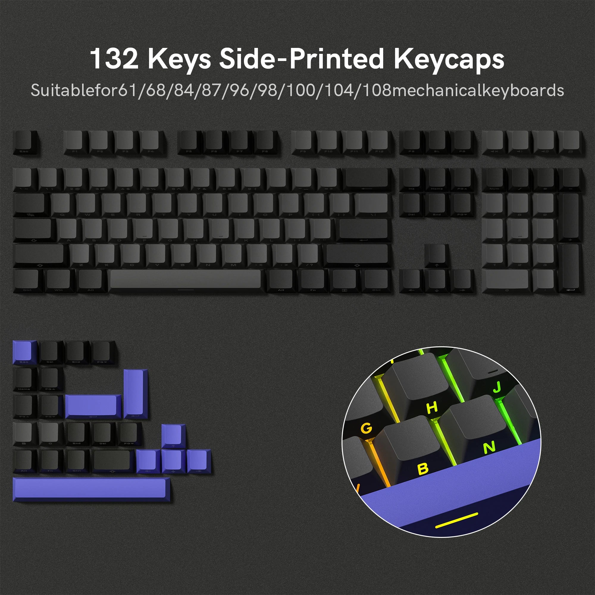 Side-Printed Backlit PBT Keycap Sets— OEM Profile