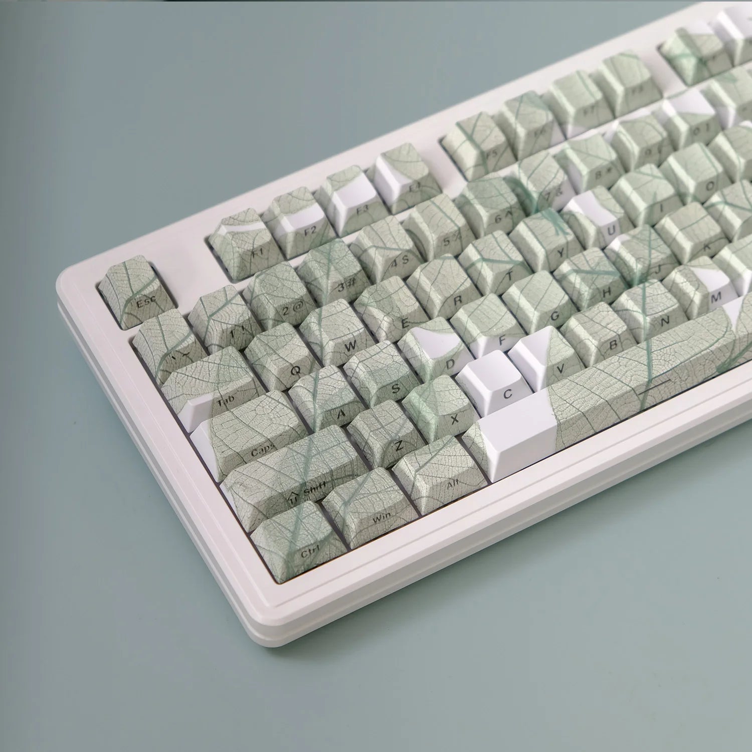 135 Key Leaf Theme PBT Double Shot Keycaps Side Print Shine Through Cherry Profile