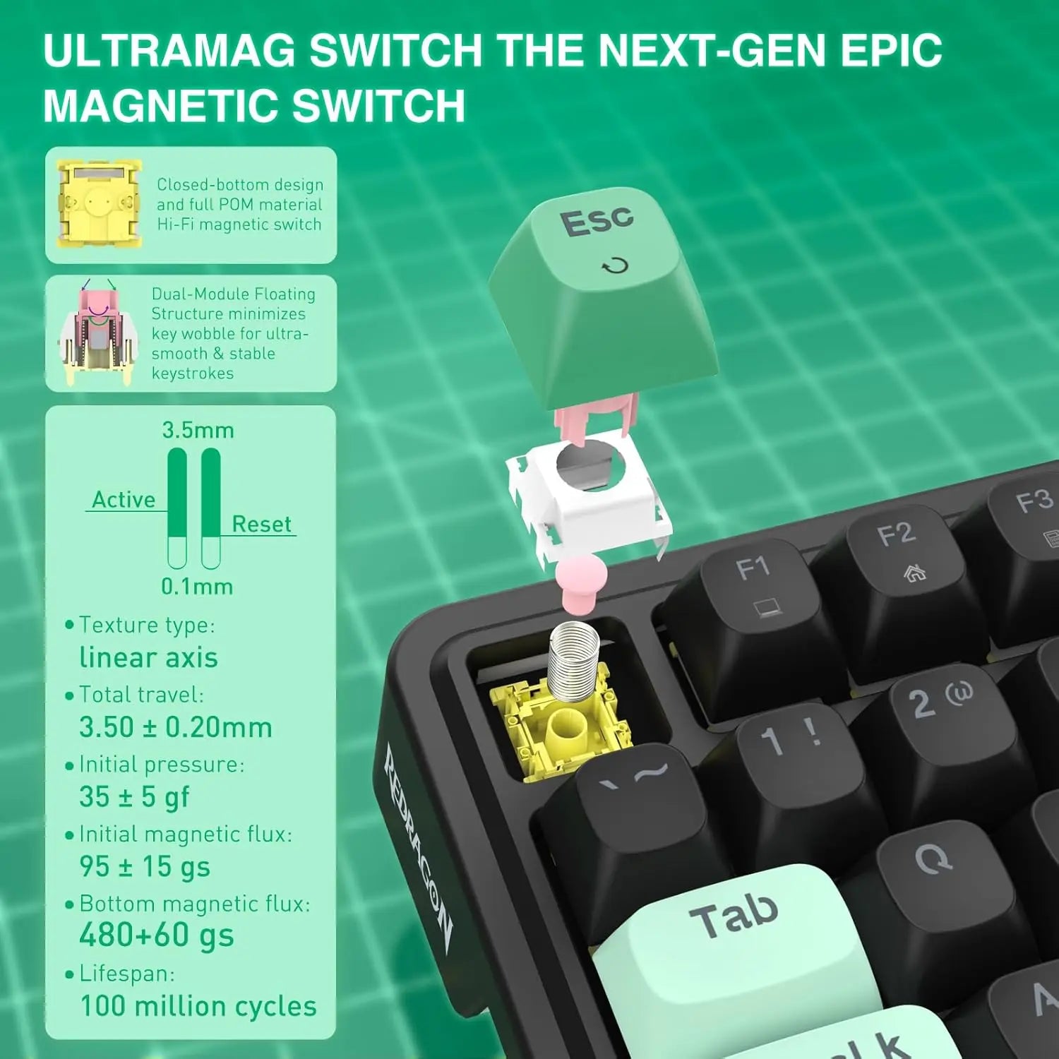 Redragon K686 HE Rapid Trigger Gaming 98 Keys 8K Wired Mechanical Keyboard w/ POM Silky Magnetic Switch