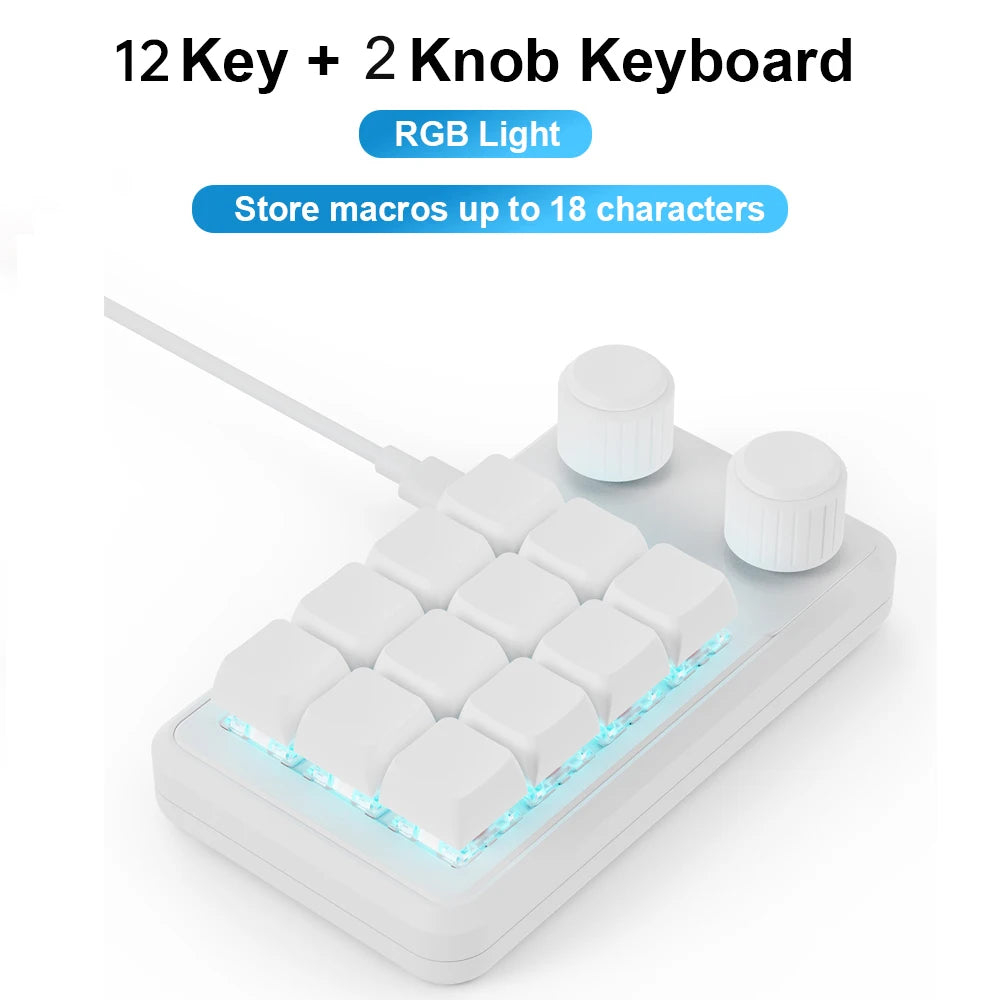 Programmable 12-Key RGB Gaming Macropad w/ Knobs – Hot-Swap Mini Keypad