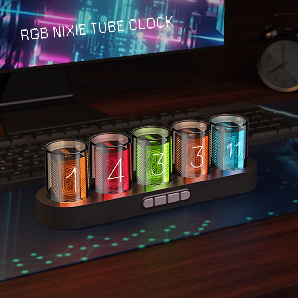 Digital Nixie Tube Clock with RGB LED Glow