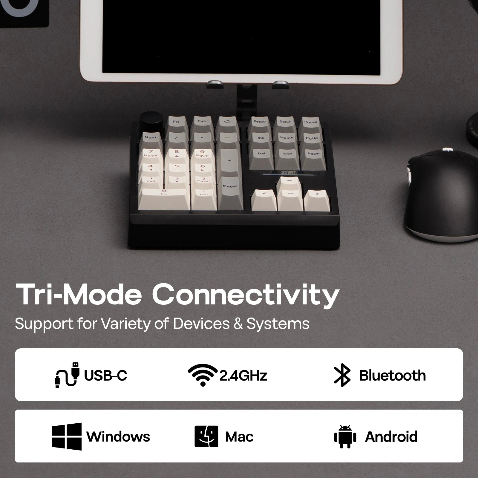EPOMAKER TH33 QMK/VIA 30% Layout Hot-Swap Wired/Bluetooth/2.4G Wireless Mechanical Numpad