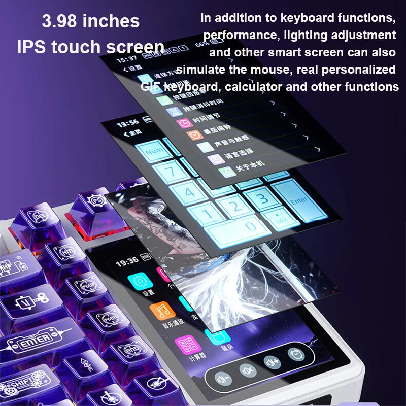 AULA L99 Intelligent Screen Wireless Mechanical Keyboard w/ Tri-mode & Raindrop or Latte Switch