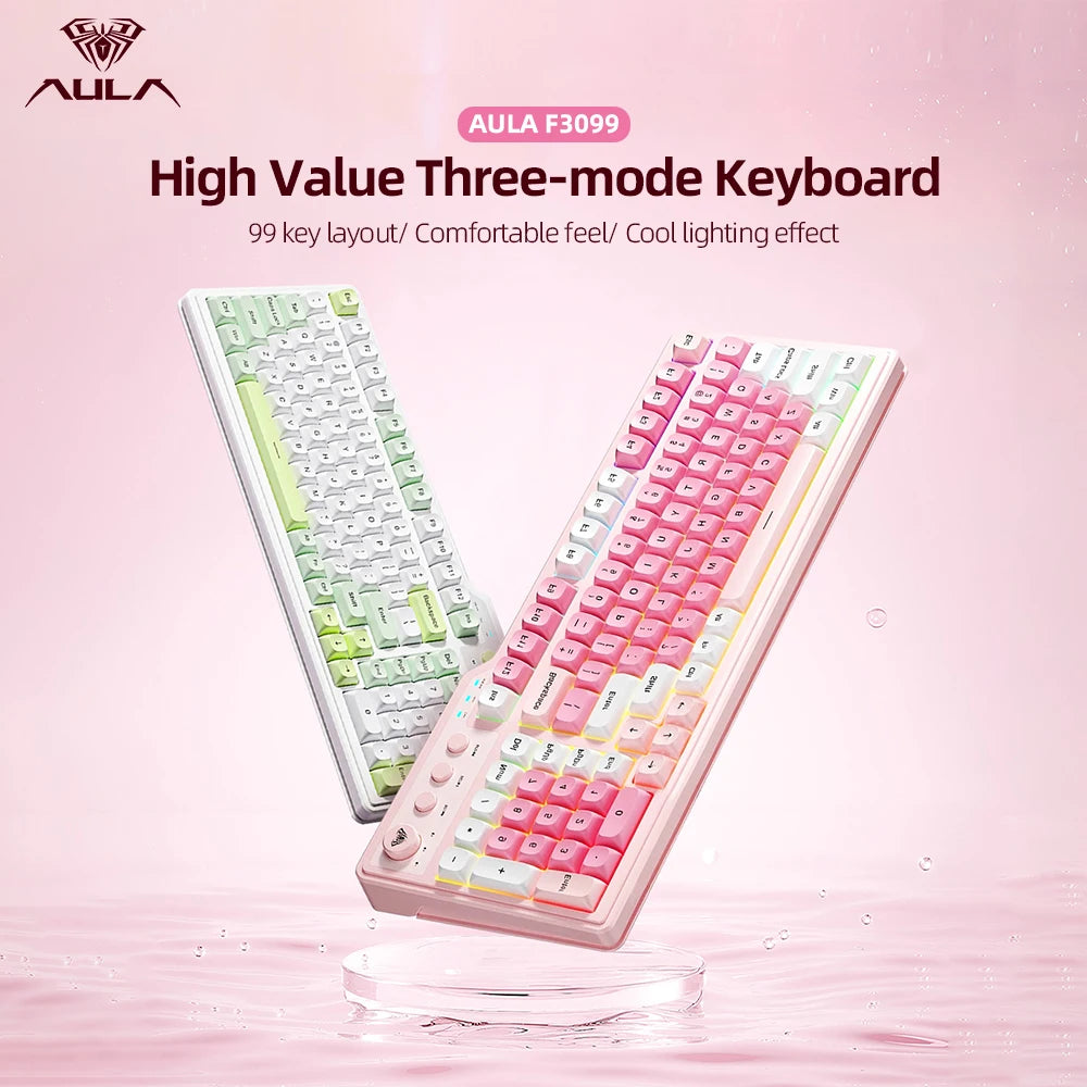 AULA F3099 Membrane 99 Keys RGB Backlit Tri-Mode Keyboard