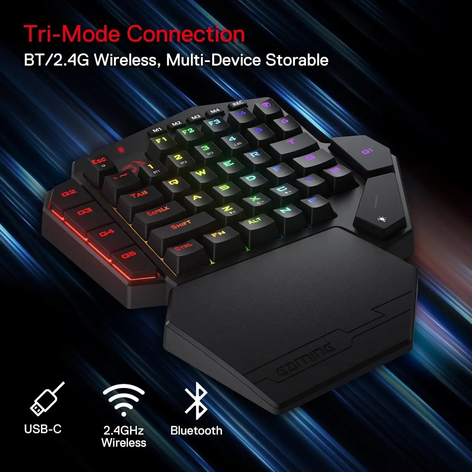 Redragon K585 PRO Wireless One-Handed Mechanical Keyboard 42 Keys 3-Mode RGB