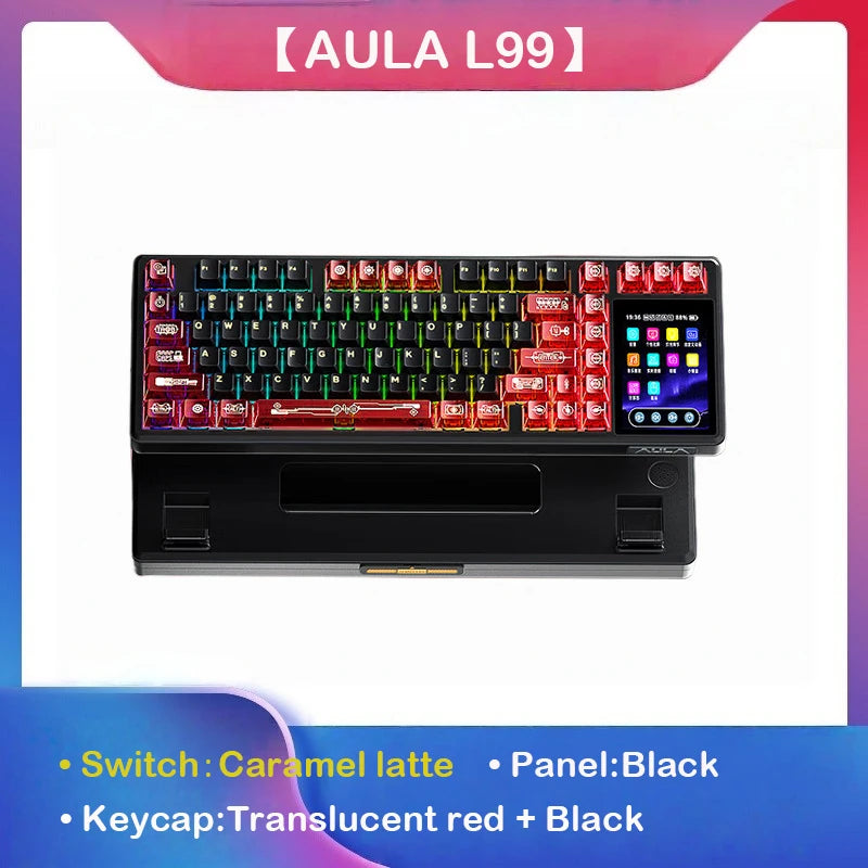 AULA L99 Intelligent Screen Wireless Mechanical Keyboard w/ Tri-mode & Raindrop or Latte Switch