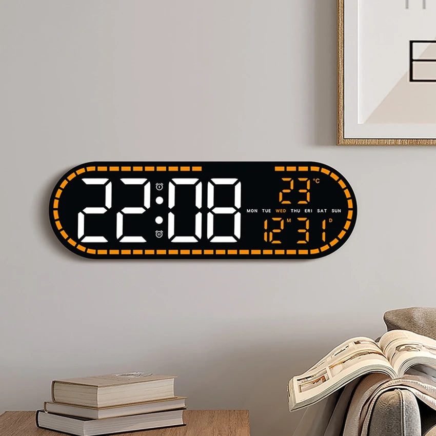 Modern LED Digital Wall Clock (Large Display w/ Date & Temperature)