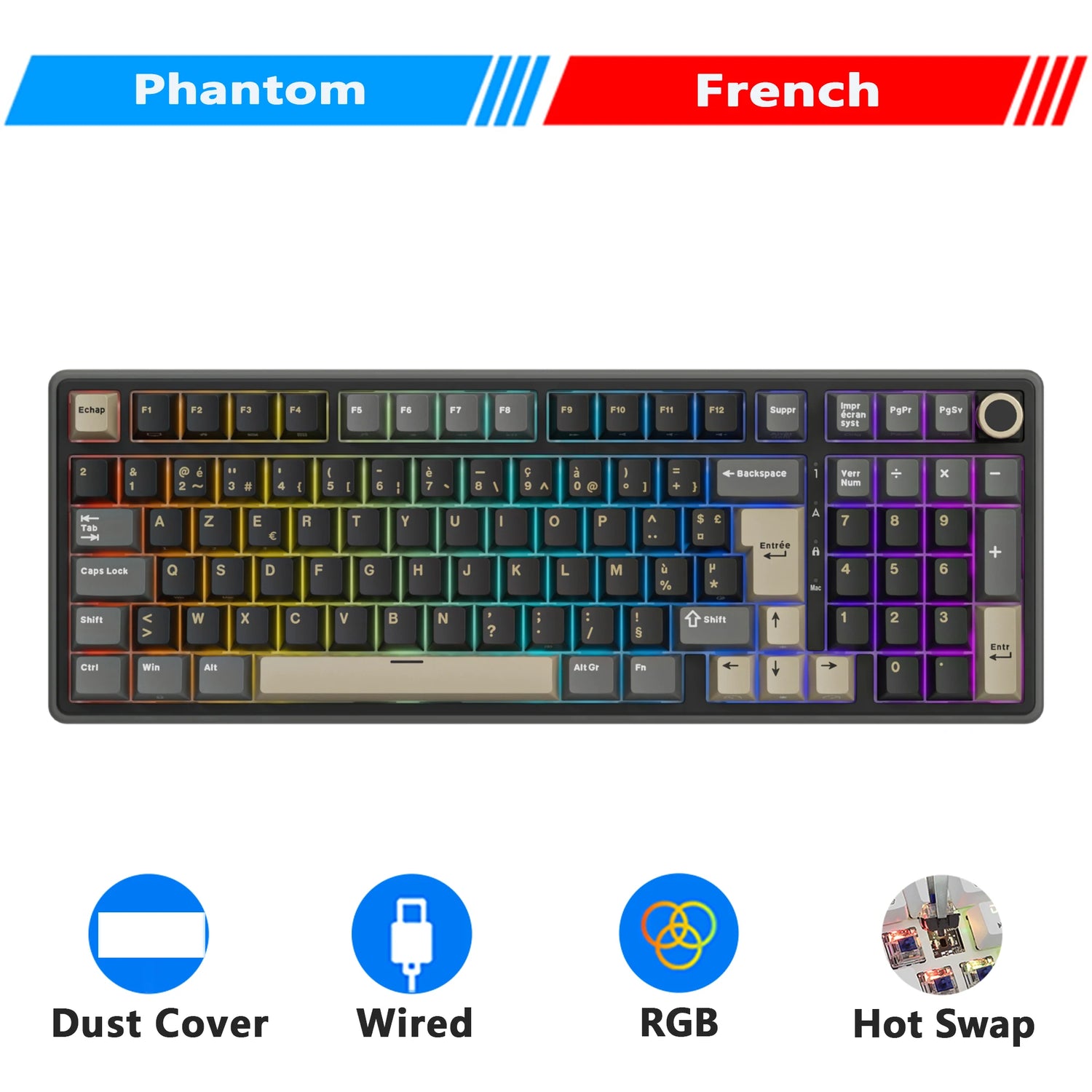 RK ROYAL KLUDGE R98Pro Gasket Mounted, Wired Mechanica, Hot -Swappable Keyboard