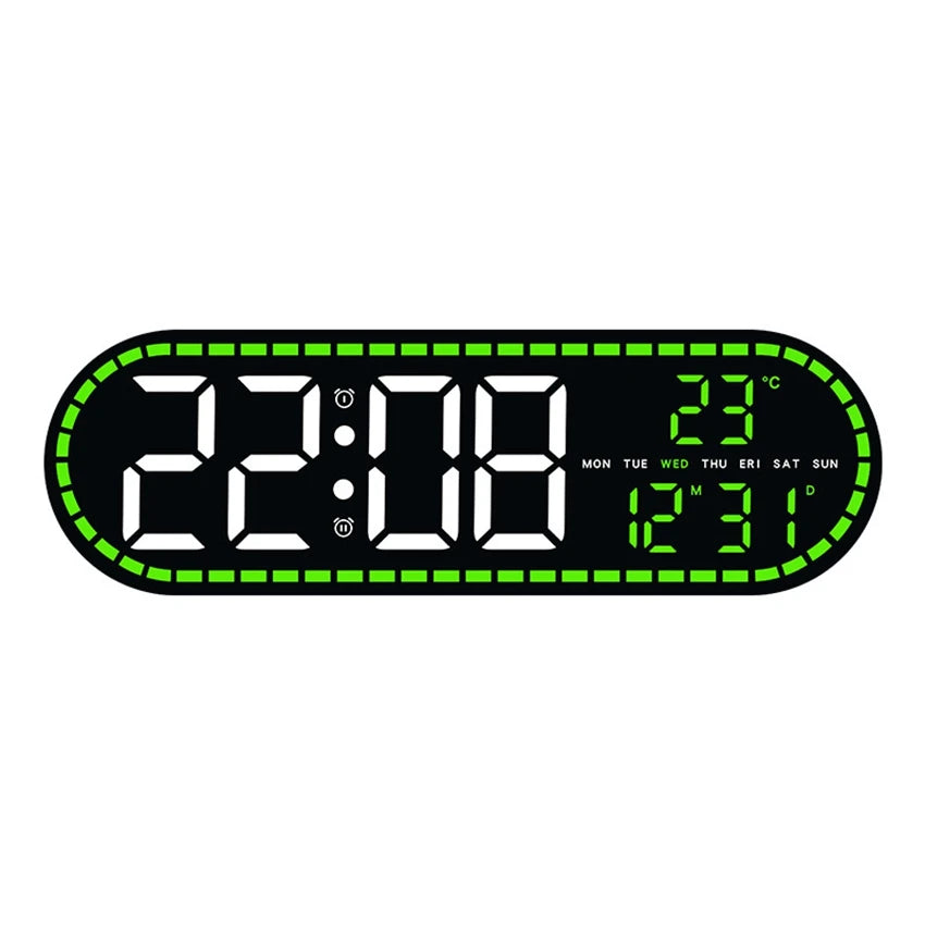 Modern LED Digital Wall Clock (Large Display w/ Date &amp; Temperature)