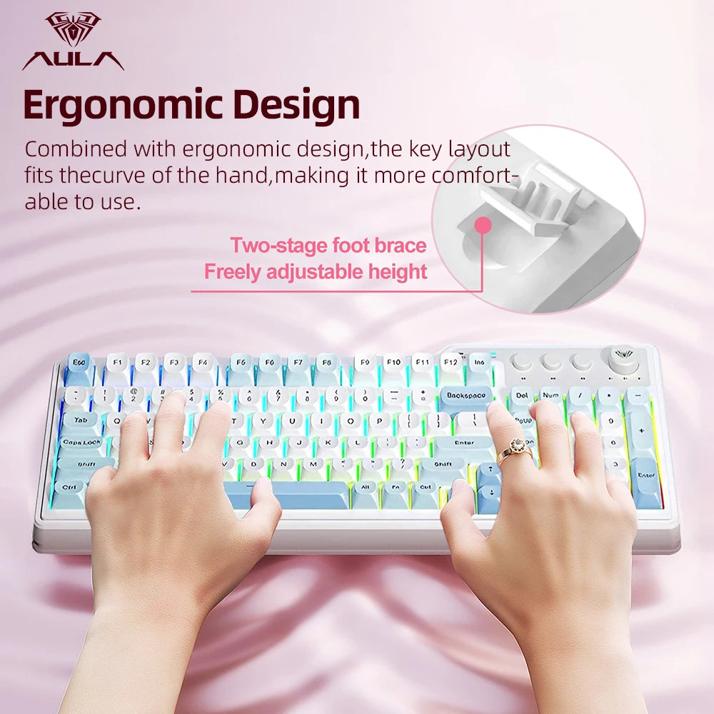 AULA F3099 Membrane 99 Keys RGB Backlit Tri-Mode Keyboard