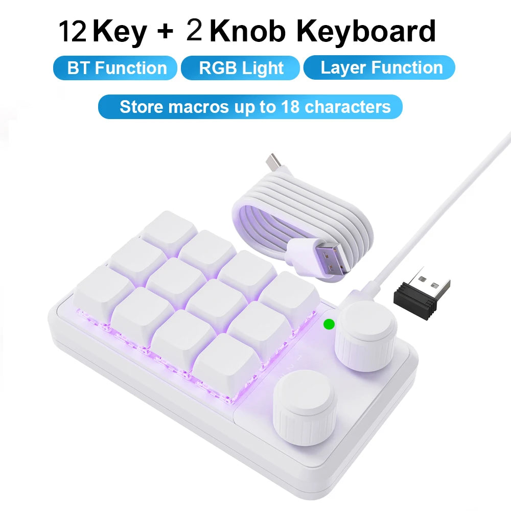 Programmable 12-Key RGB Gaming Macropad w/ Knobs – Hot-Swap Mini Keypad