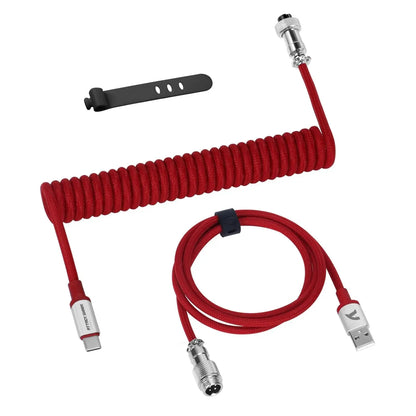 ATTACK SHARK C01 PRO Coiled USB C Custom Braided Double-Sleeved Mechanical Keyboard Charging Cable