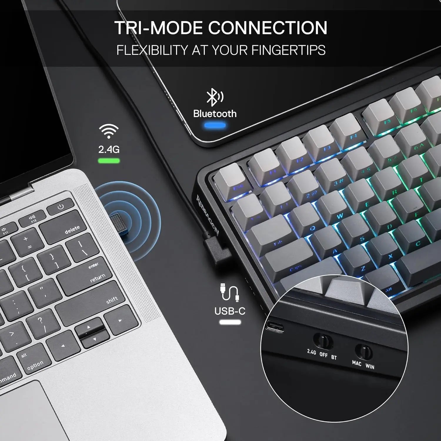 Redragon K686 PRO 96% Wireless Gasket Mounted Tri-Mode Keyboard