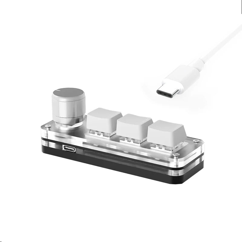 Programmable 2 &amp; 3-Key RGB Macropad with Rotary Knob – Hot-Swap Red Switch