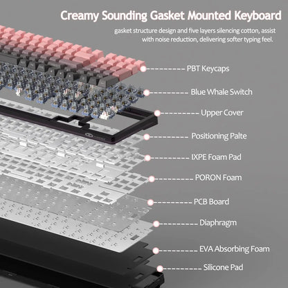 MageGee LIGHT100 Gasket Mounted, Hot Swappable, Tri-Mode, RGB Backlit Mechanical Keyboard