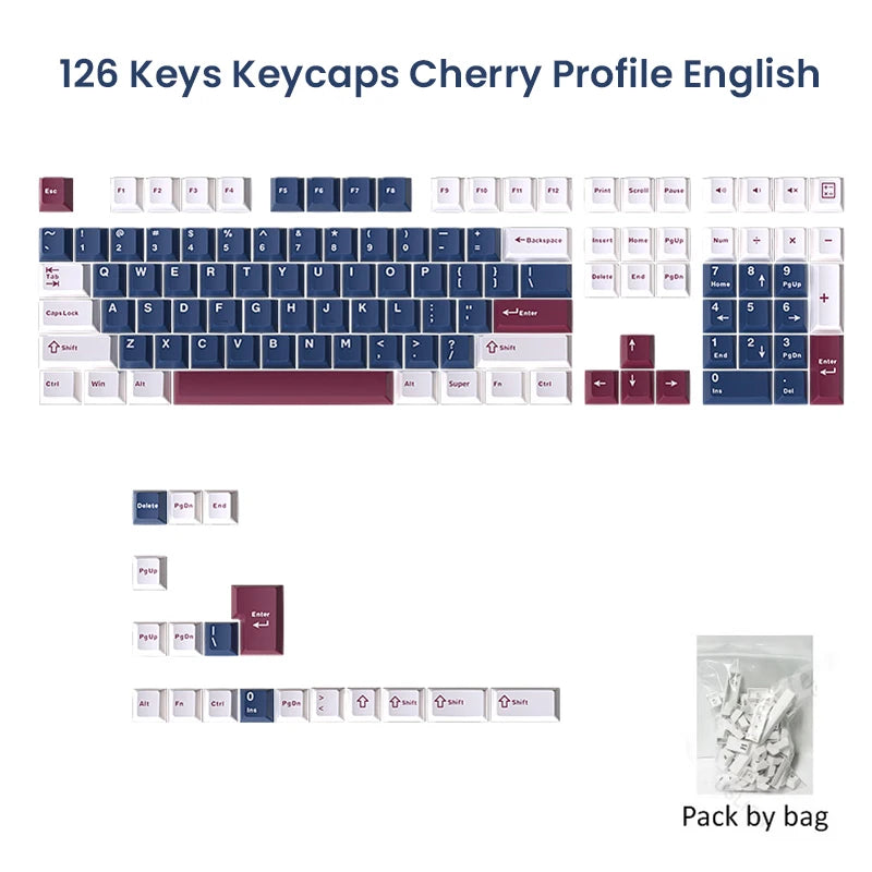 126 Key Double Shot PBT Cherry MX Switch Keycaps