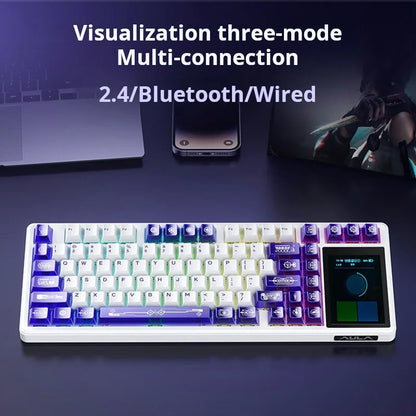 AULA L99 Intelligent Screen Wireless Mechanical Keyboard w/ Tri-mode &amp; Raindrop or Latte Switch