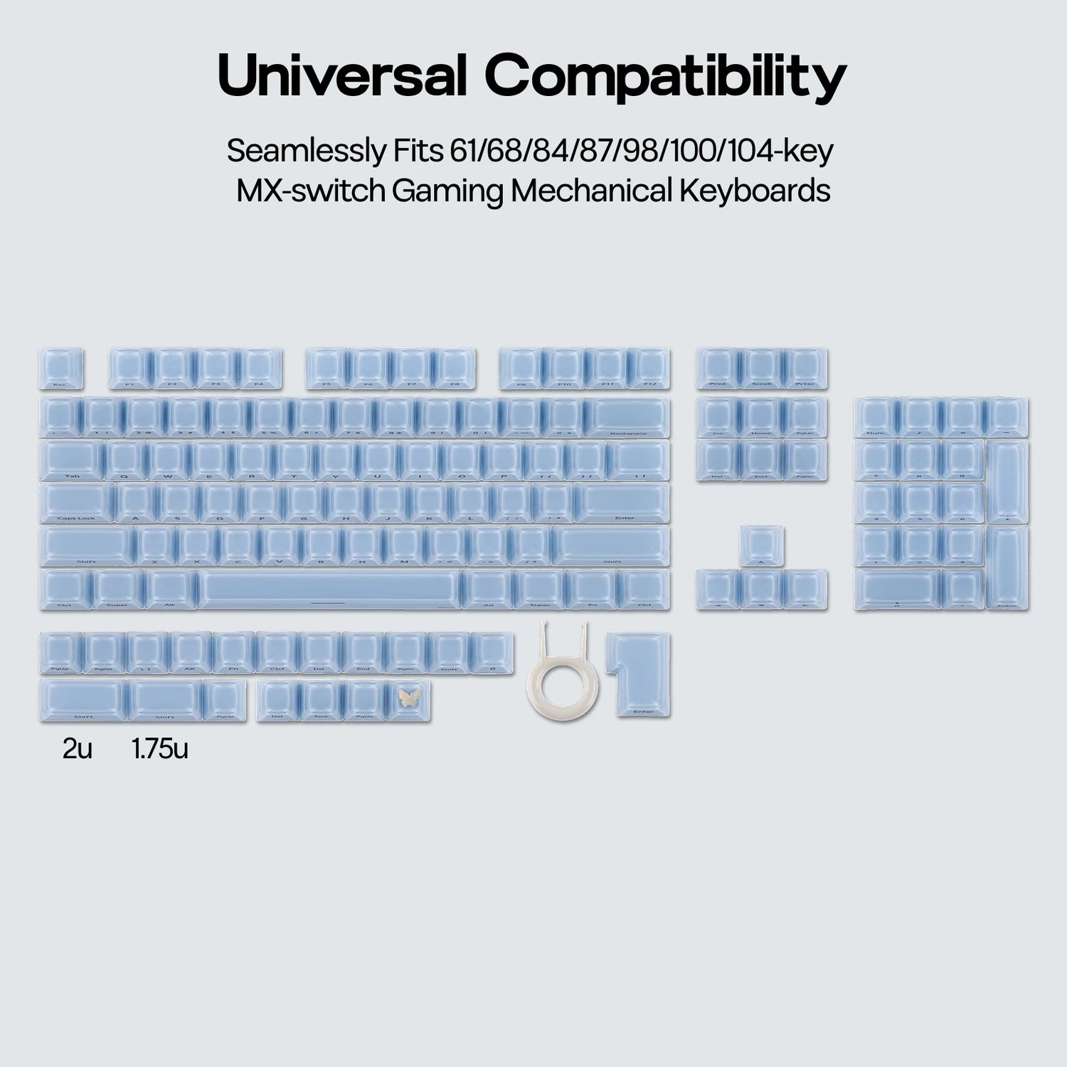 EPOMAKER Lusterfly Jelly Keycaps 123 Keys MDA Profile MX-Compatible
