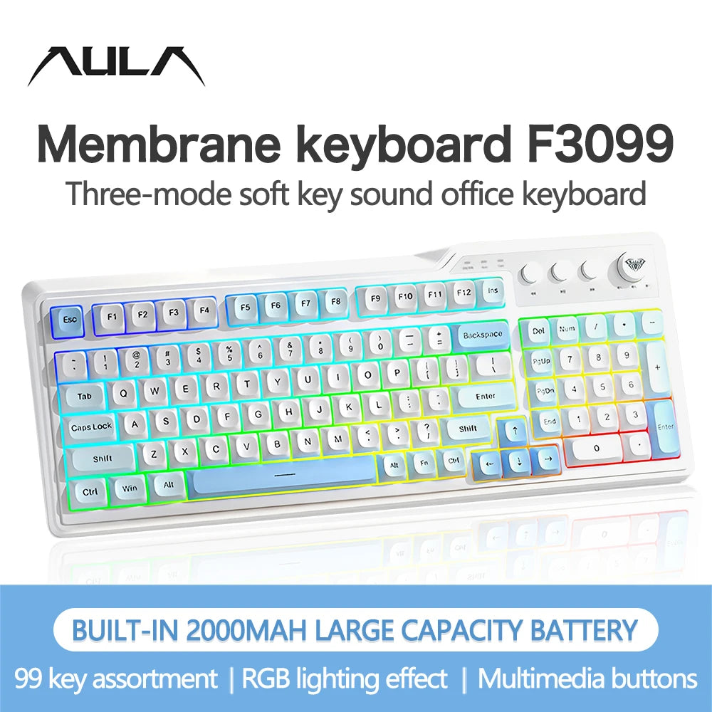 AULA F3099 Membrane 99 Keys RGB Backlit Tri-Mode Keyboard