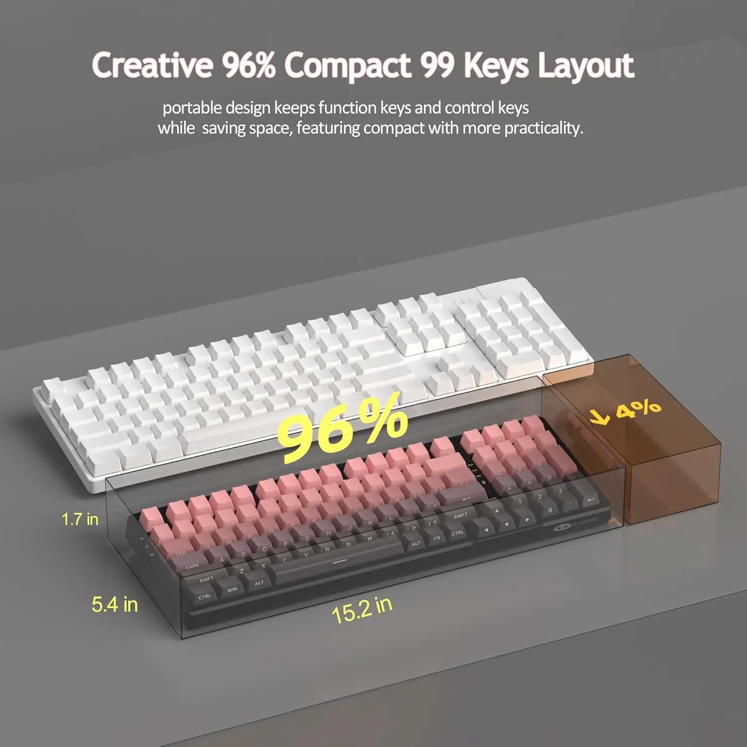 MageGee LIGHT100 Gasket Mounted, Hot Swappable, Tri-Mode, RGB Backlit Mechanical Keyboard