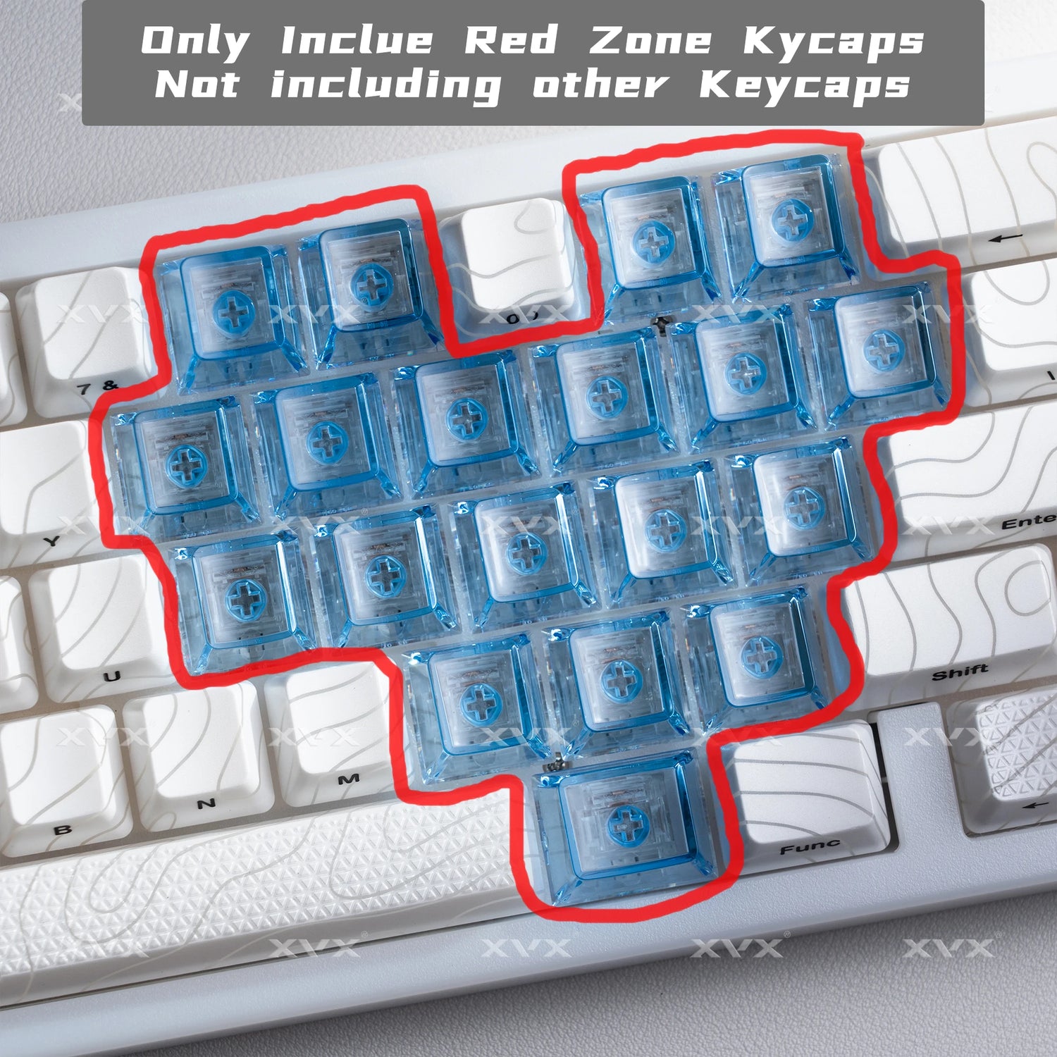 XVX Transparent Heart Keycap Set for MX Switch