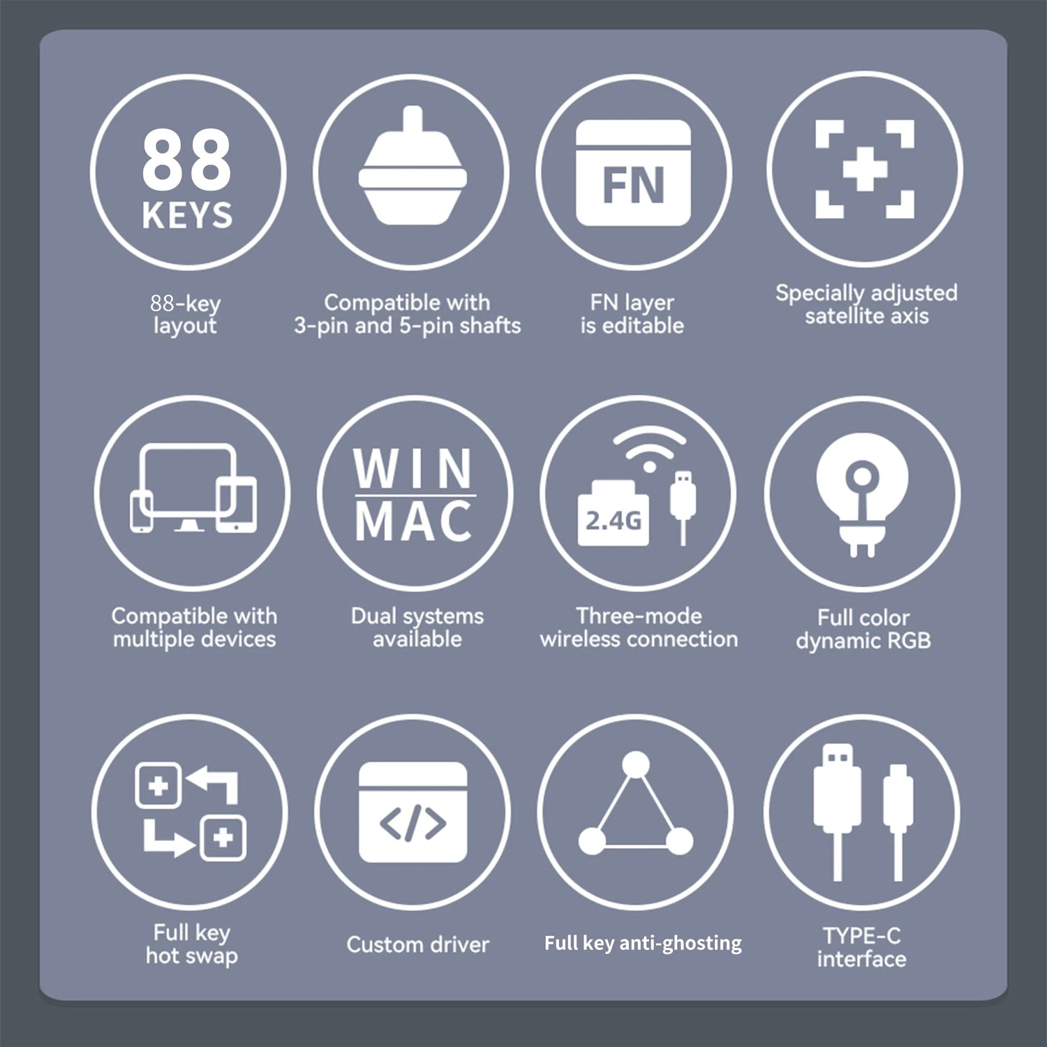 ZORNHER ZH870 Wireless 80% Custom Hot-Swap Keyboard