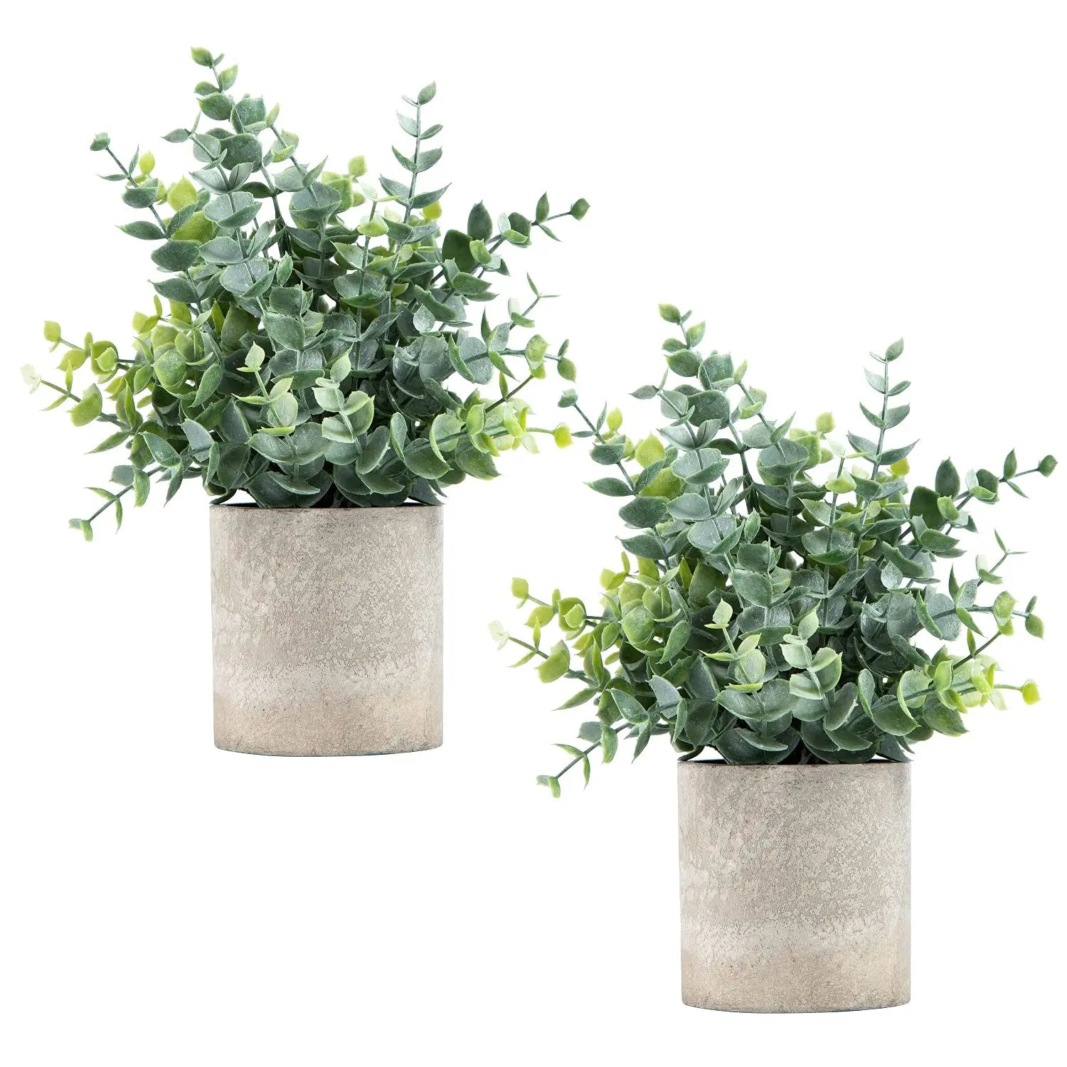 2 Pack Small Faux Potted Eucalyptus Plants for Desk